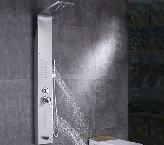 Silver Shower Panel, Waterfall Rain Shower