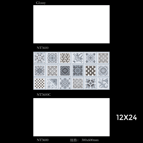 12X24 Bathroom Wall Tile Glossy Code NT3600