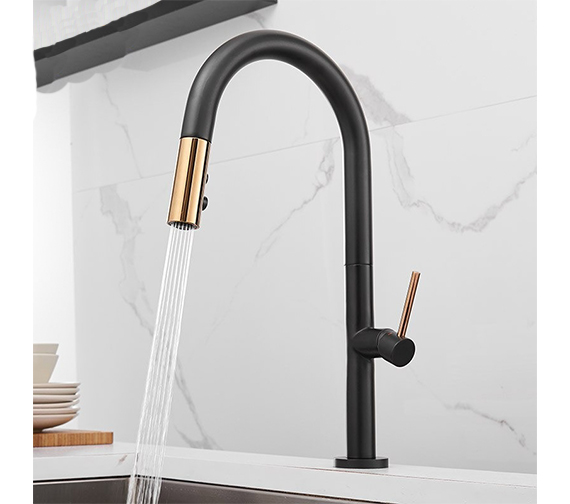 Black And Gold Kitchen Sink Mixer Pullout Code 0033