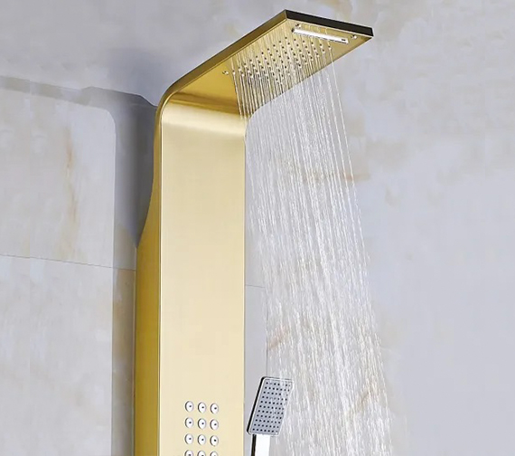 Full Gold Shower Panel, Waterfall Rain Shower