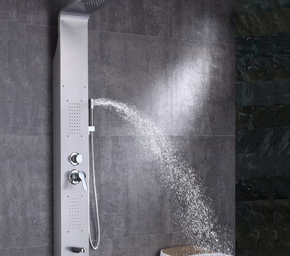 Silver Shower Panel, Waterfall Rain Shower