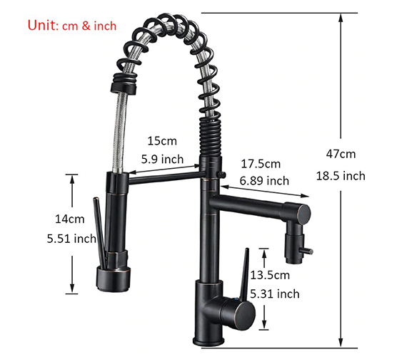 Kitchen Spring Mixer Matt Black Double Code 0259B