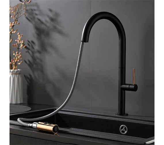 Black And Gold Kitchen Sink Mixer Pullout Code 0033