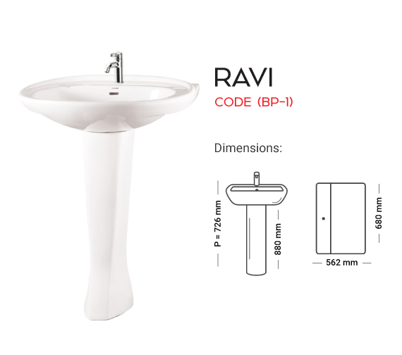 Washbasin Pedestal Ravi Code B/P 1