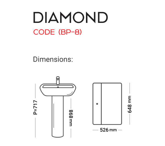 Washbasin Padestal Diamond B/P 08 Small Master Sanitary Ware