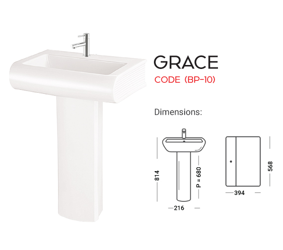 Washbasin Pedestal Grace B/P 10 Master Sanitary Ware