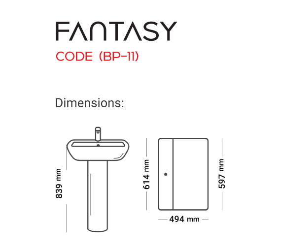 Washbasin Pedestal Fantasy Code B/P 11 Master Sanitary Ware