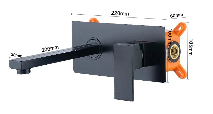 Imported Black Concealed Shower Set With Concealed Basin Mixer