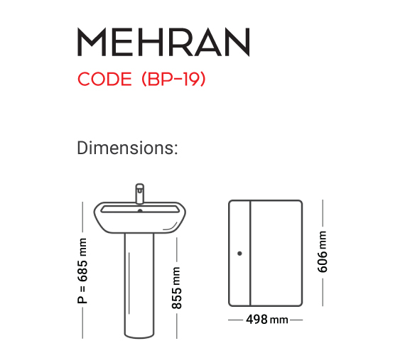 Washbasin Pedestal Mehran Code B/P 19