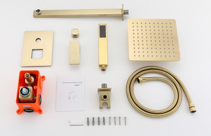 Imported Golden Concealed Shower Set With Concealed Basin Mixer
