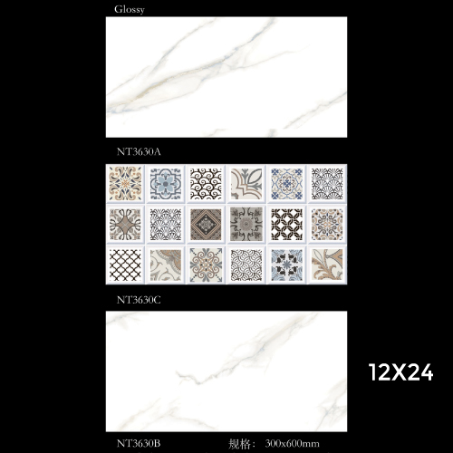 12X24 Bathroom Wall Tile Glossy Code NT3630