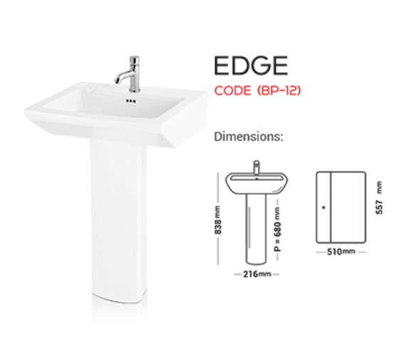 Washbasin Pedestal Edge Code B/P 12 Master Sanitary Ware