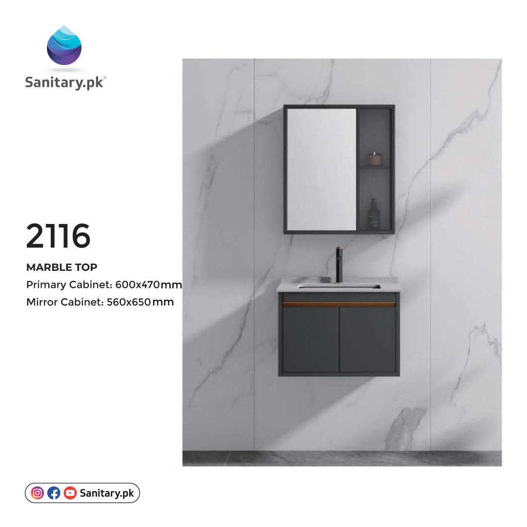 Bathroom Vanity - 2116 Aluminum - Marble Top