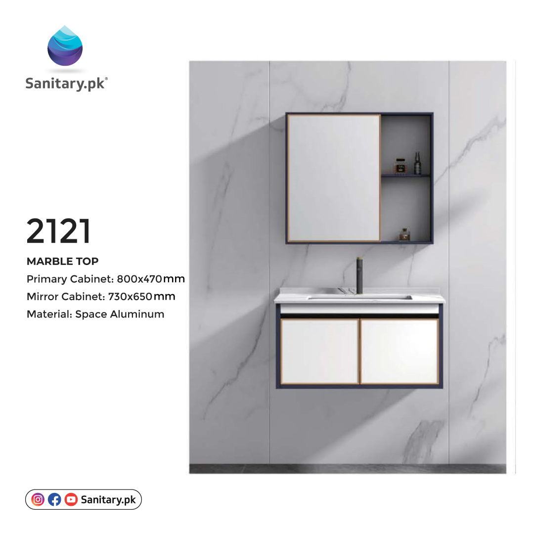 Bathroom Vanity - 2121 Aluminum - Marble Top