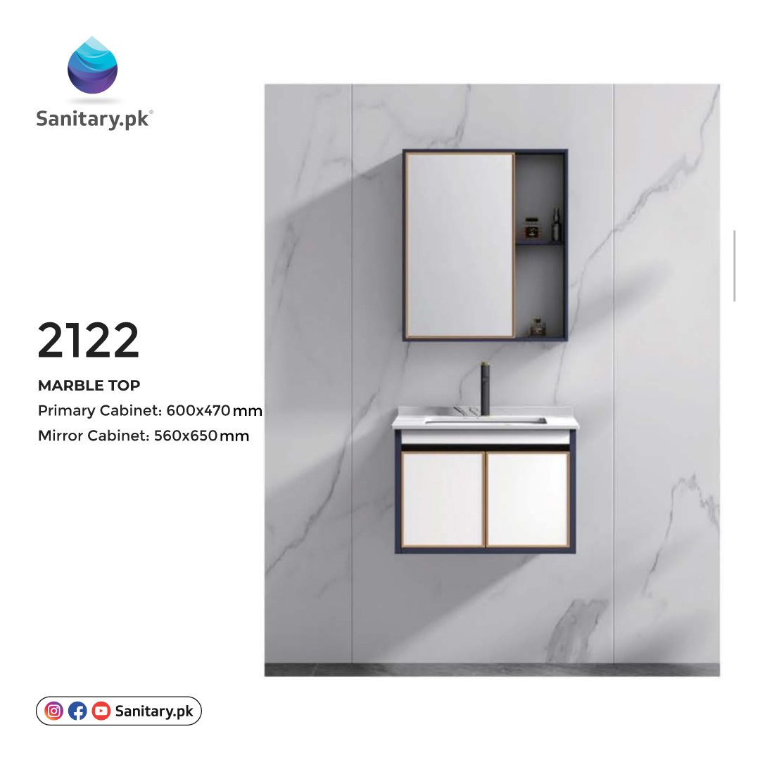 Bathroom Vanity - 2122 Aluminum - Marble Top