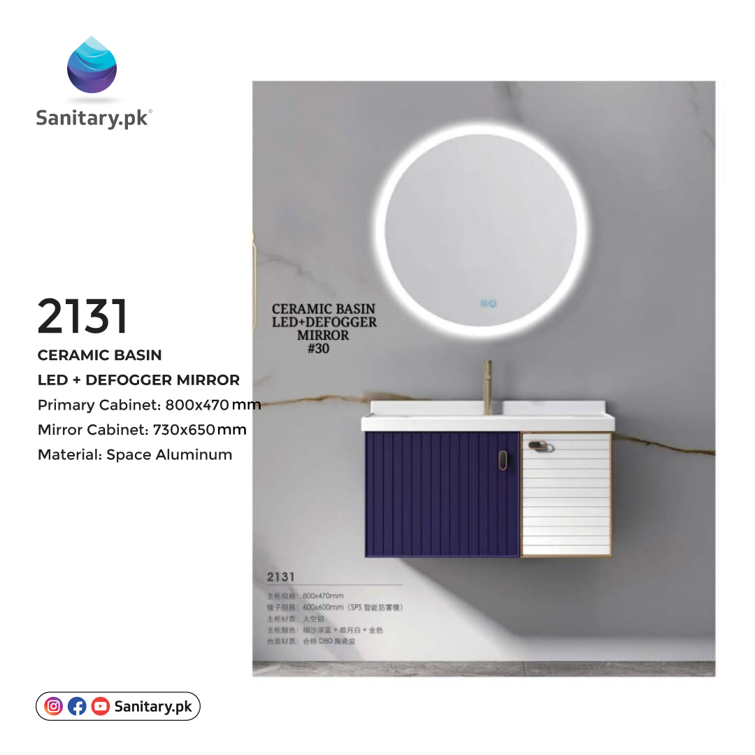 Bathroom Vanity - 2131 Ceramic Basin LED + Defogger Mirror