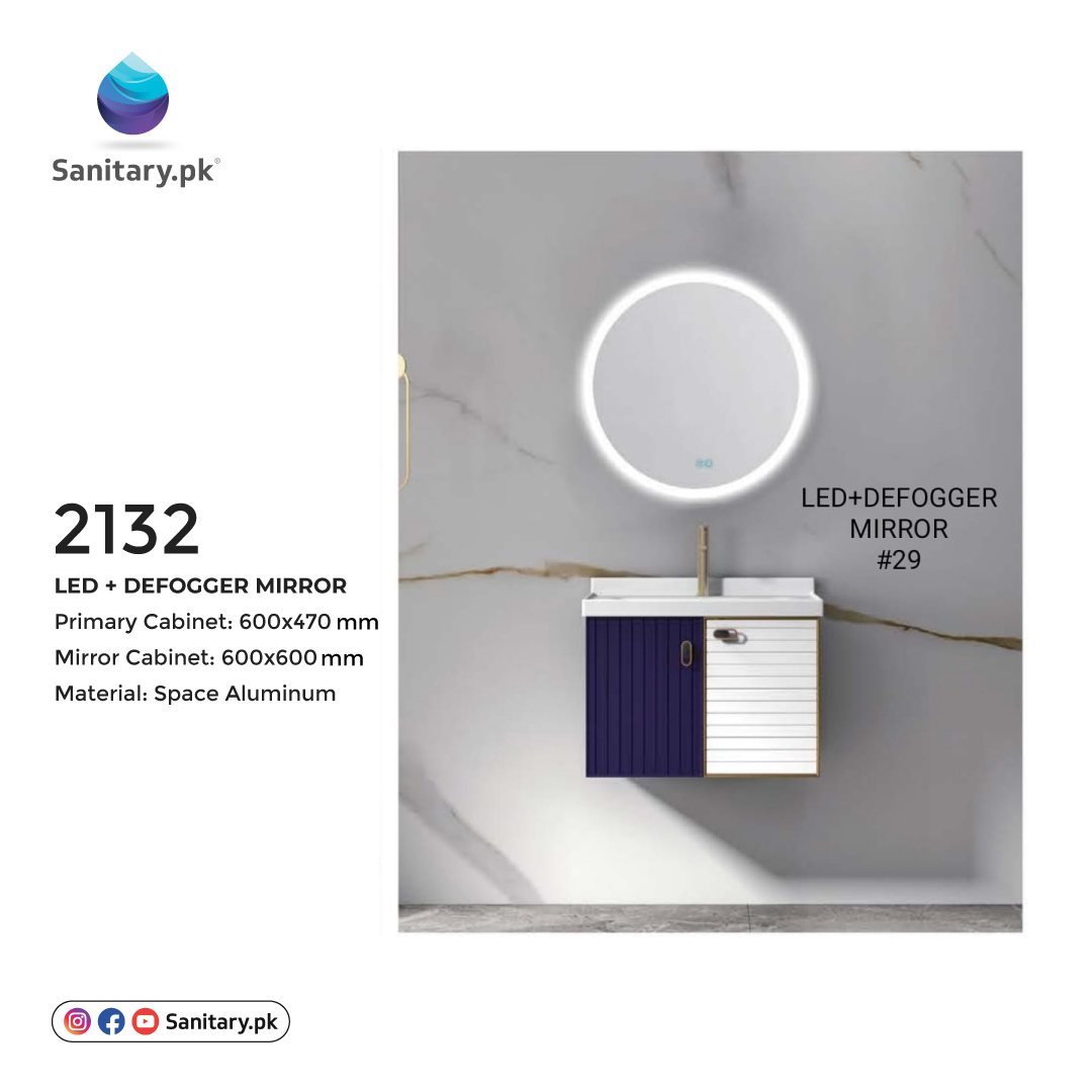 Bathroom Vanity - 2132 Ceramic Basin LED + Defogger Mirror