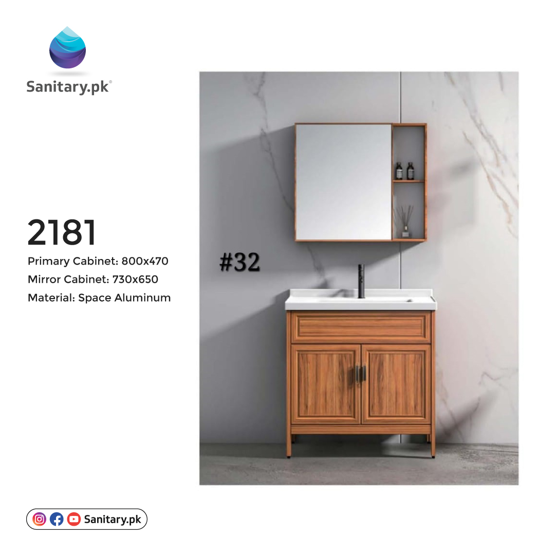 Bathroom Vanity - 2181 Aluminum Marble Top LED + Defogger Mirror