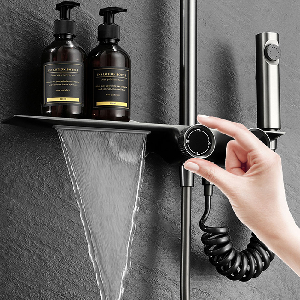 Imported Luxury Black Shower Set 9 Pieces Brass Code 235