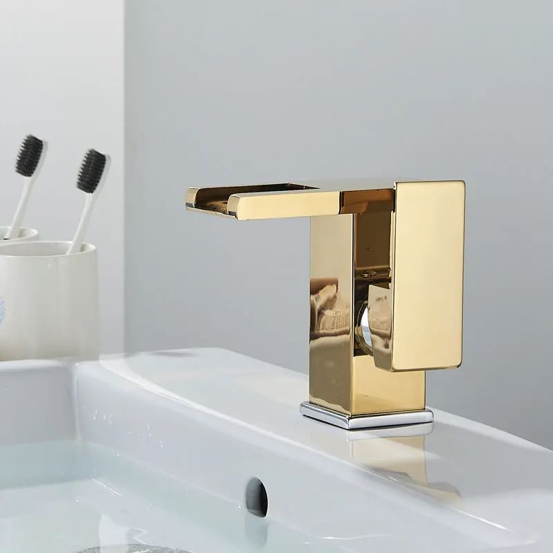 Golden Waterfall Basin Mixer with LED 823