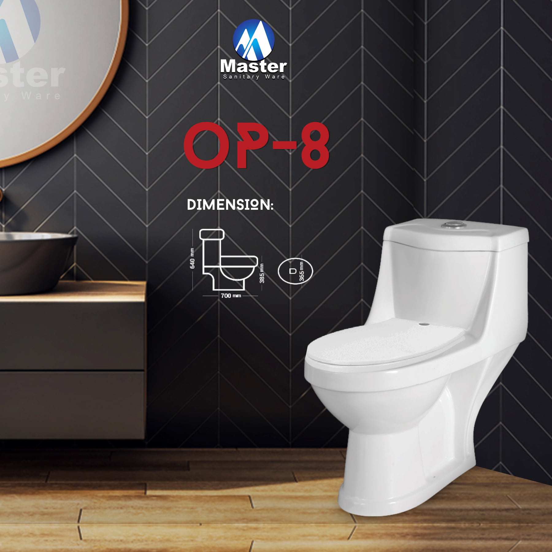 1-Piece Commode Code OP 08 Master Sanitary Ware