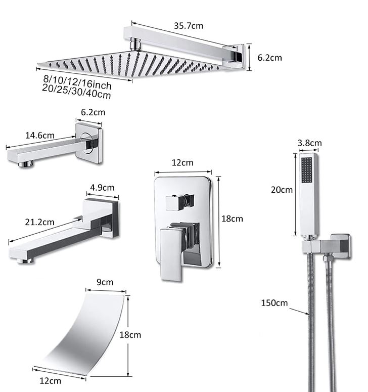 Imported Chrome Concealed Shower Set With Concealed Basin Mixer