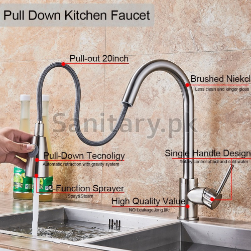Silver Kitchen Sink Mixer Pullout Code 0333c