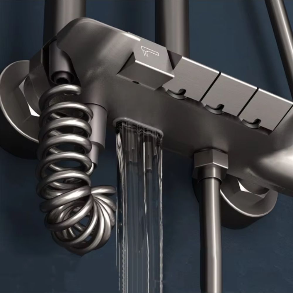 Black Piano Shower Set Digital 9 Pieces Complete Set