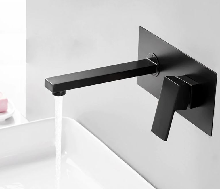 Imported Black Concealed Shower Set With Concealed Basin Mixer