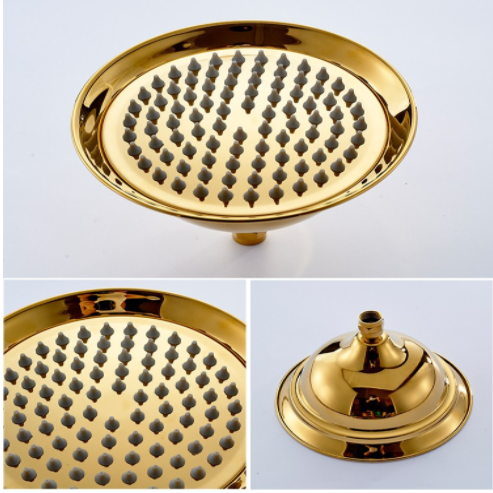 Complete 9 Pieces White Golden Shower Set with ceramics