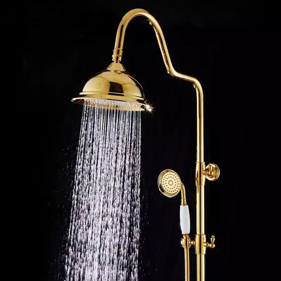 Complete 9 Pieces Marble Golden Shower Set