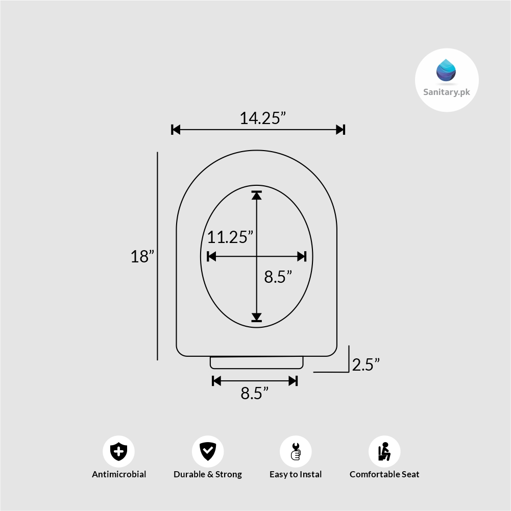 Denova D Shape Hydraulic Commode Seat Cover Detachable Code D150