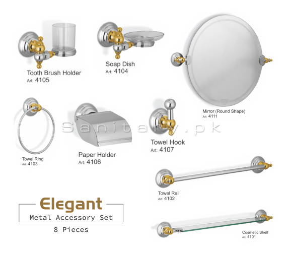 Elegant Metal Complete Bathroom Accessory Set Code 4108 Faisal Sanitary