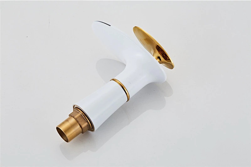 Basin Mixer Waterfall White and Gold Code BIM 820