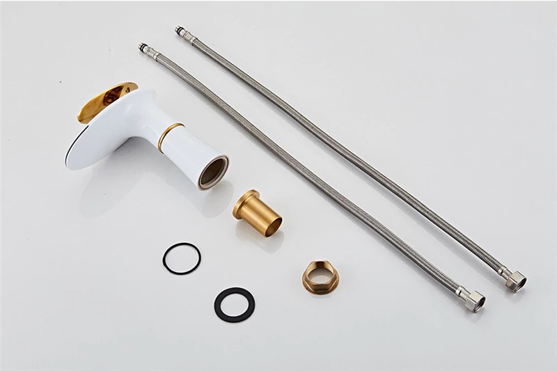 Basin Mixer Waterfall White and Gold Code BIM 820