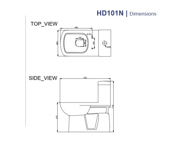 HD101N One Piece Toilet Cito with Hydraulic Seat Cover Porta