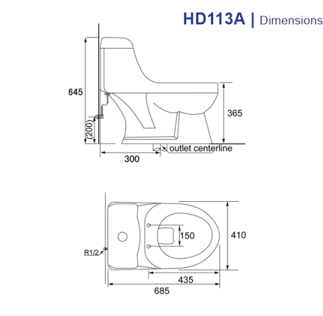 HD113A One Piece Toilet Cito with Normal Seat Cover Porta