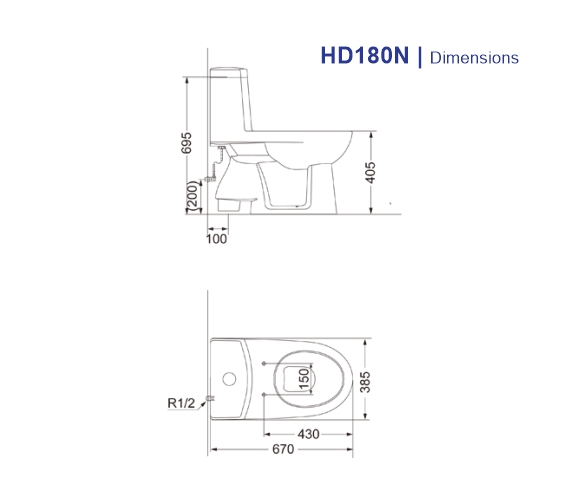 HD180N One Piece Toilet Cito with Hydraulic Seat Cover Porta