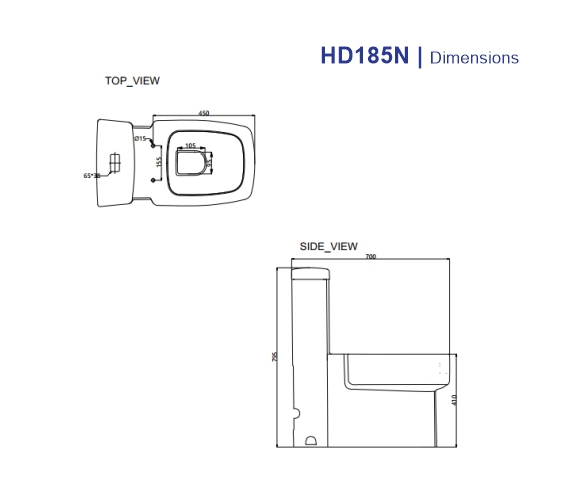 HD185N One Piece Toilet Cito with Hydraulic Seat Cover Porta