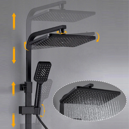 Complete 9 Pieces Black Piano Button Shower Set Code 366