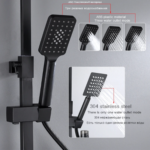 Complete 9 Pieces Black Piano Button Shower Set Code 366