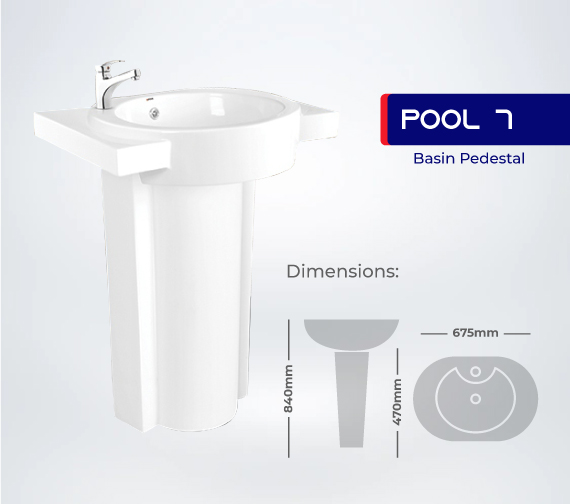 POOL 7 Basin Pedestal Basin Pool Sanitary Ware