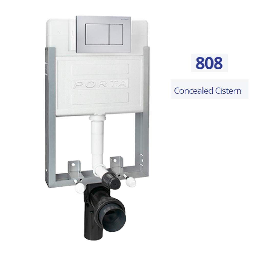 Porta Half Frame Concealed Cistern Flush Tank with Push Button 808 Model