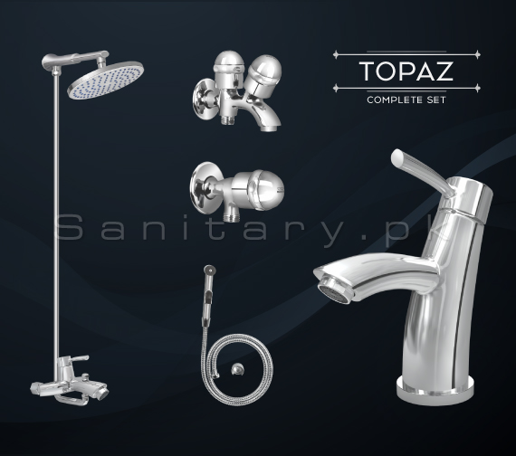 Complete TOPAZ SET Bathroom Sanitary Fittings Set code 3084A