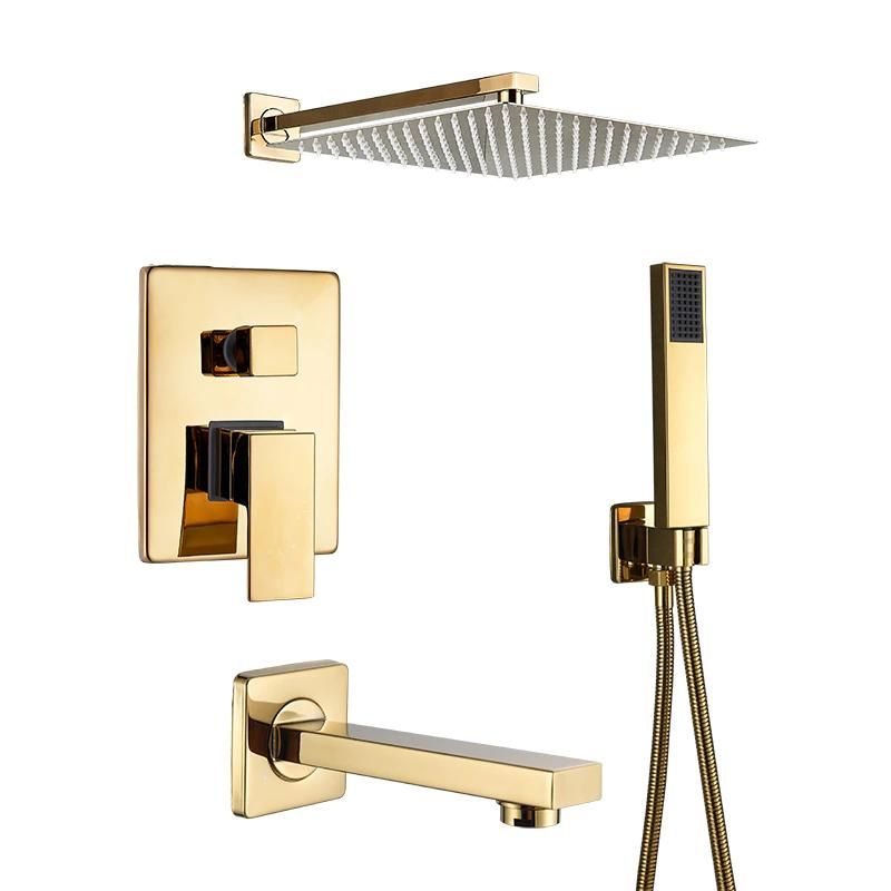 Imported Golden Concealed Shower Set With Concealed Basin Mixer
