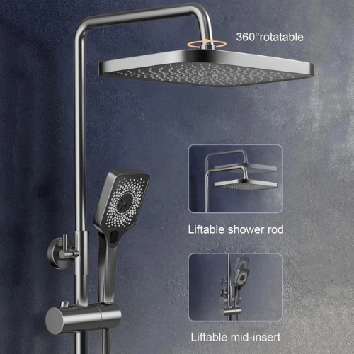 Black Piano Shower Set Digital 9 Pieces Complete Set