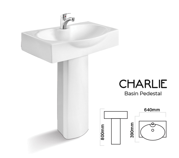 Charlie Basin Pedestal Dell Sanitary Ware