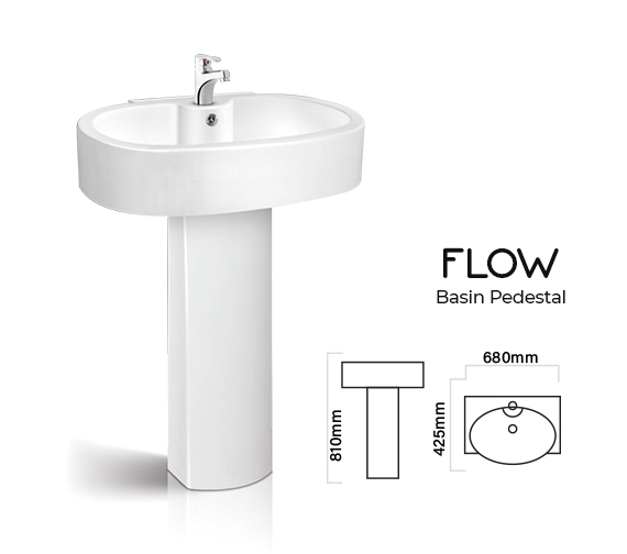Flow Basin Pedestal Dell Sanitary Ware