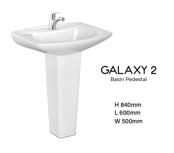 Galaxy 2 Basin Pedestal Dell Sanitary Ware